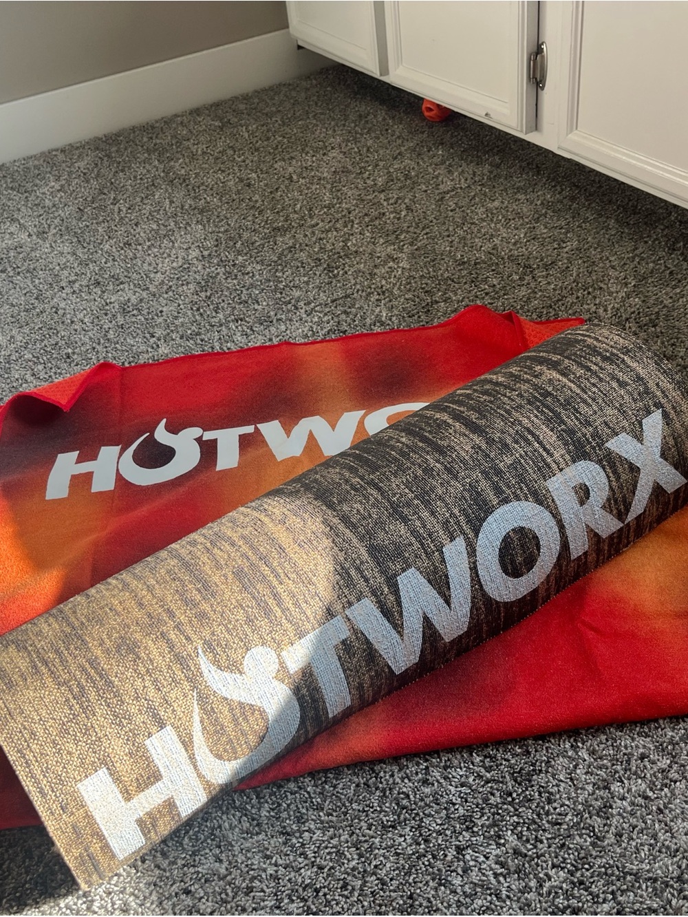 Hotworx mat and towel--Branded Red-to-Orange Gradient Fitness Towel